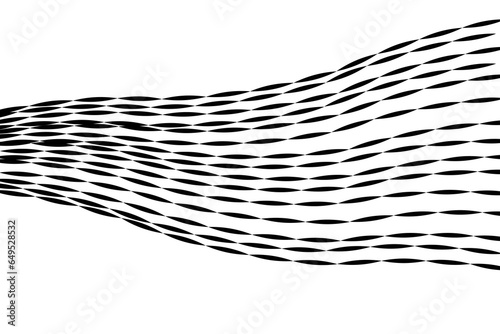 Digital Line twist movement Elegant line futuristic style. Optical art abstract background wave lines design black and white