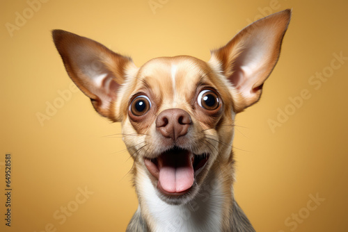dog with funny face surprising with open mouth and big eyes © Kien