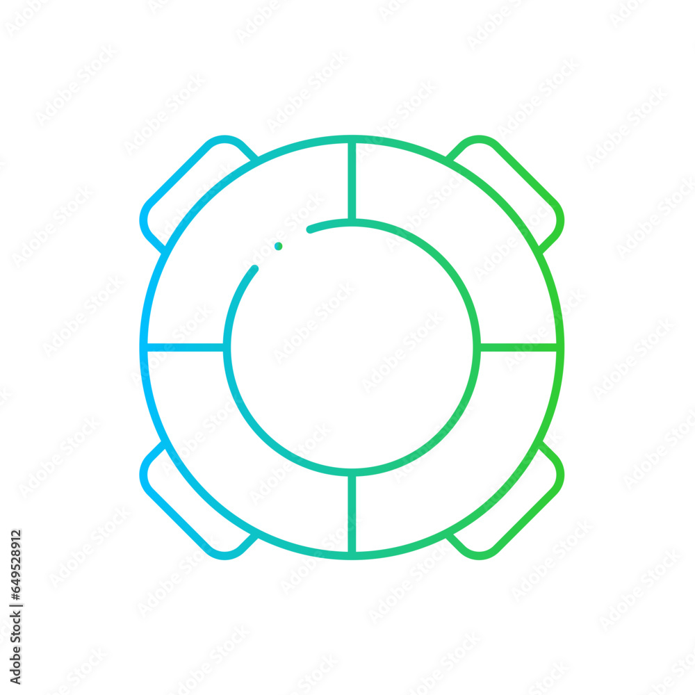 Lifebuoy safety icon with blue and green gradient outline. lifebuoy, ring, rescue, isolated, safety, help, circle. Vector illustration Lifebuoy safety icon with blue and green gradient outline. lifebuoy, ring, rescue, isolated, safety, help, circle. Vector illustration