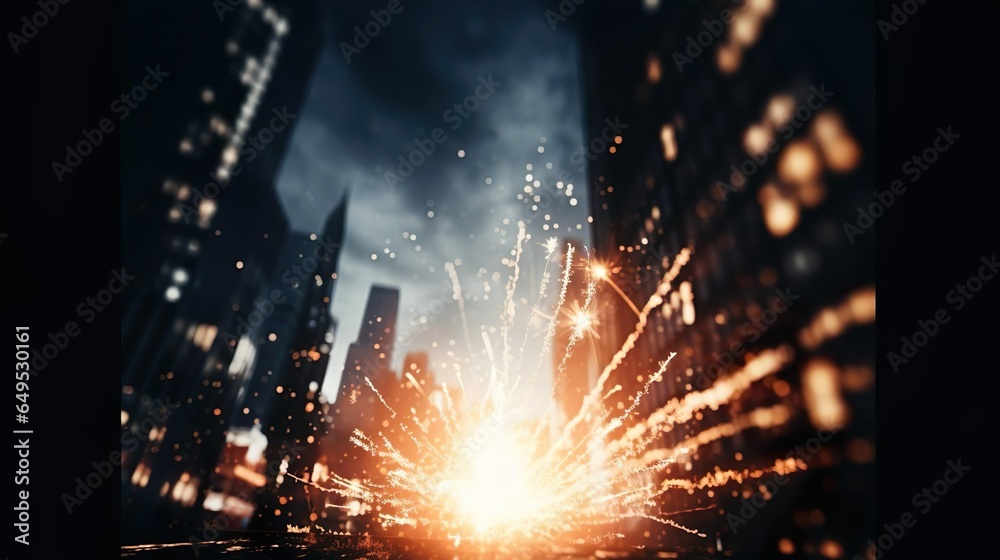 Close Up Of A Sparkler in a city