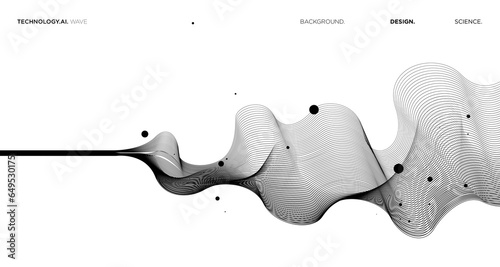 Vector abstract wavy lines flowing dynamic isolated on white background for concept of AI technology, digital, communication, 5G, science, music

