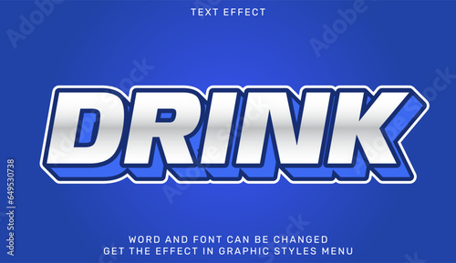 Drink text effect template in 3d design