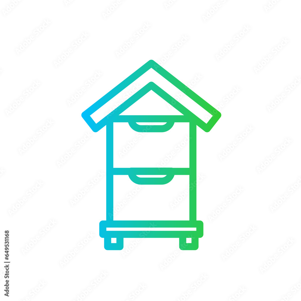 Bee farming icon with blue and green gradient outline. insect, nature, honey, bee, animal, yellow, summer. Vector illustration Bee farming icon with blue and green gradient outline. insect, nature, honey, bee, animal, yellow, summer. Vector illustration