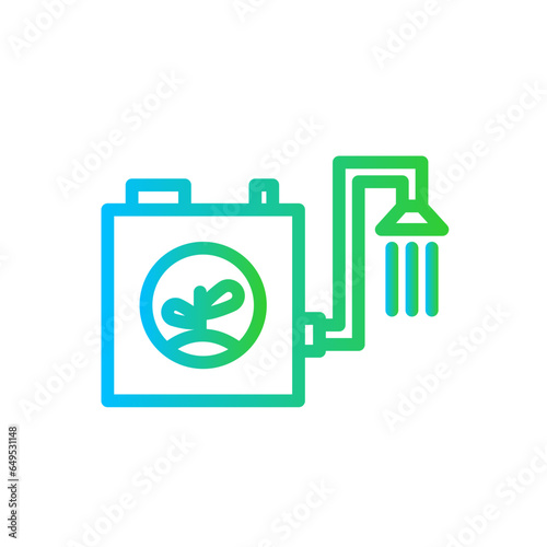 Herbicide farming icon with blue and green gradient outline. herbicide, green, sprayer, plant, insecticide, spray, farm. Vector illustration