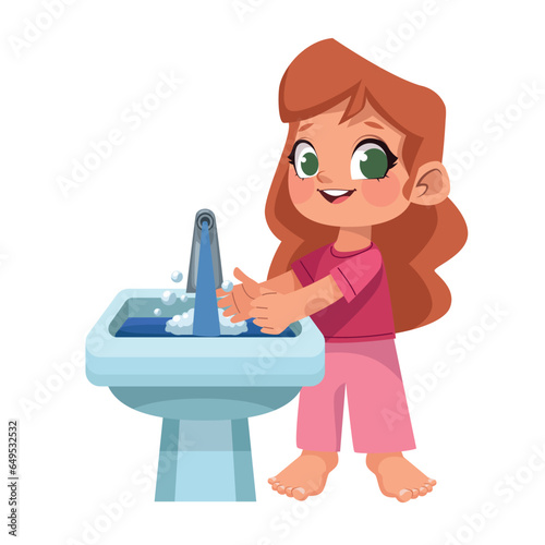 kid washing hands smiling