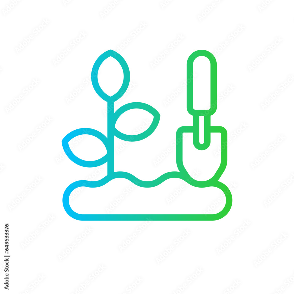 Farming farming icon with blue and green gradient outline. agriculture, farm, field, farming, nature, plant, organic. Vector illustration Farming farming icon with blue and green gradient outline. agriculture, farm, field, farming, nature, plant, organic. Vector illustration