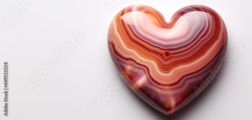 agate heart on isolated background, love and romance concept
