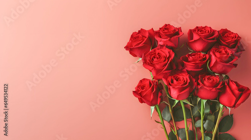 Wallpaper Mural red roses On a pastel red background Generative Ai Torontodigital.ca