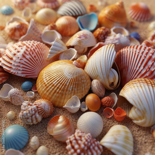 3d sea shells of various types