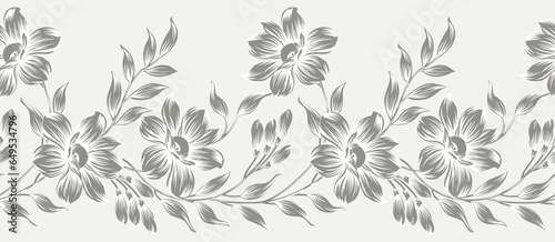 Seamless grey flower border design