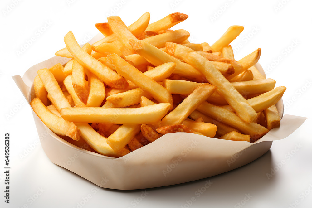 french fries on white background french fries on white background