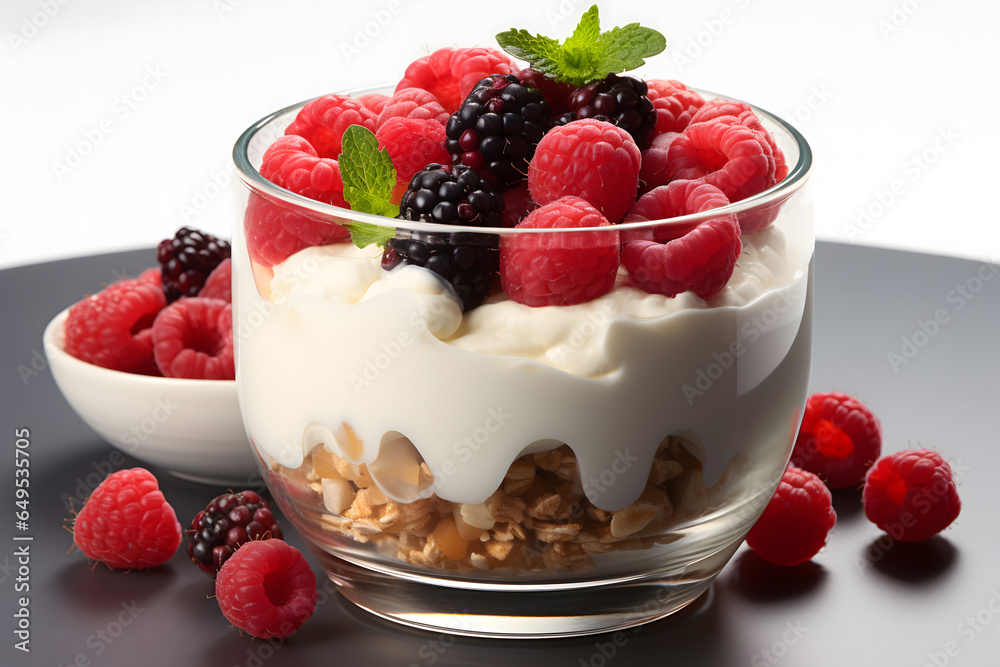 yogurt with raspberries and blueberries yogurt with raspberries and blueberries