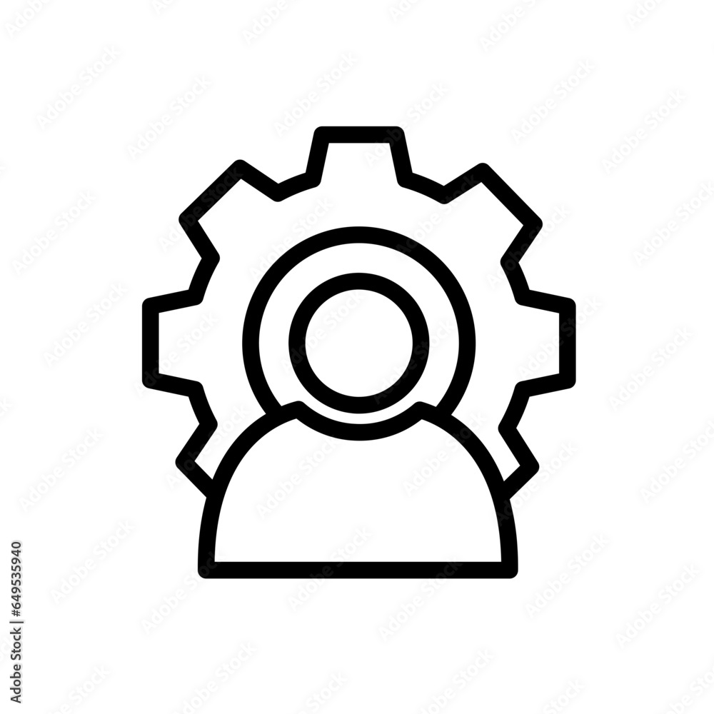 People project management icon with black outline. business, team, female, people, group, person, work. Vector illustration People project management icon with black outline. business, team, female, people, group, person, work. Vector illustration