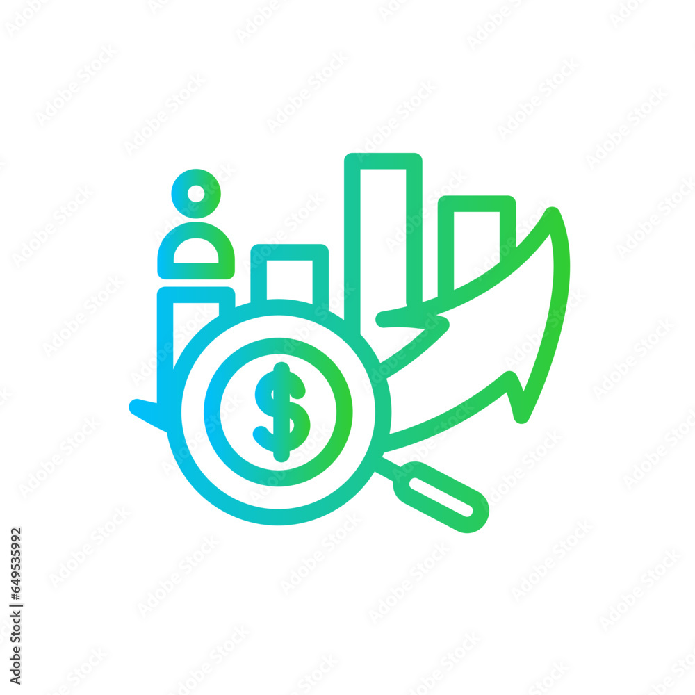 Business project management icon with blue and green gradient outline. business, corporate, office, technology, person, professional, team. Vector illustration Business project management icon with blue and green gradient outline. business, corporate, office, technology, person, professional, team. Vector illustration