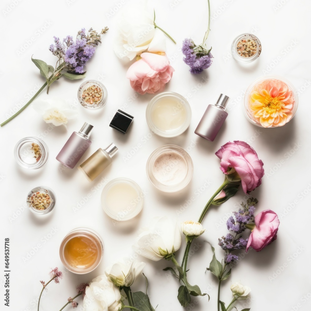 Mock up luxury cosmetic product from nature for branding Created with Generative AI technology. Mock up luxury cosmetic product from nature for branding Created with Generative AI technology.