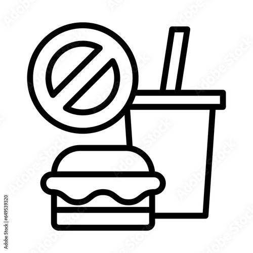 Less junk food personal growth icon with black outline. diet, junk, less, food, unhealthy, health, healthy. Vector illustration