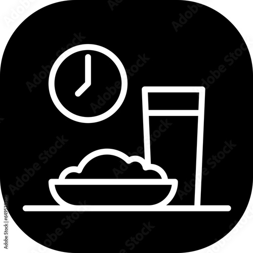 Eat on time personal growth icon with black filled line outline. food, meal, time, healthy, diet, clock, eat. Vector illustration
