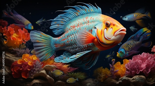 the connection between the aquatic world and artistic expression with an image that captures the grace and diversity of fish, perfect for enhancing interior aesthetics