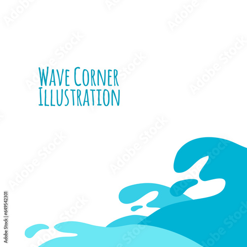 corner border background with waves and water splash illustration
