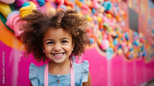 Portrait of a little girl with messy hair AI Generative