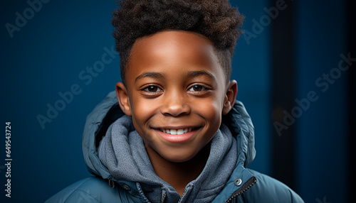 Smiling African boy, cheerful and cute, looking at camera generated by AI