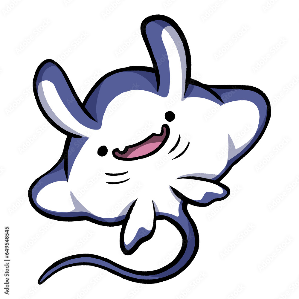 Funny animal illustration. A cute manta ray with a white belly and it looks like it's happy. Funny animal illustration. A cute manta ray with a white belly and it looks like it's happy.
