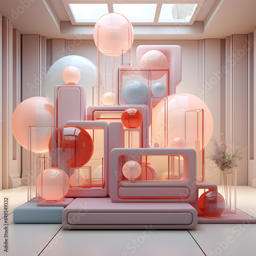 abstract geometries  for display product on background. Minimal concept. Space for product presentation 3d rendering