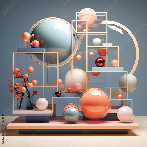 abstract geometries  for display product on background. Minimal concept. Space for product presentation 3d rendering