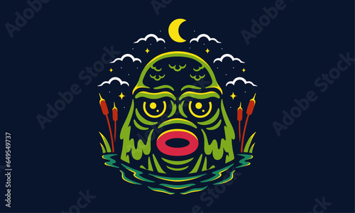 Lagoon's Night Monster Vector Art