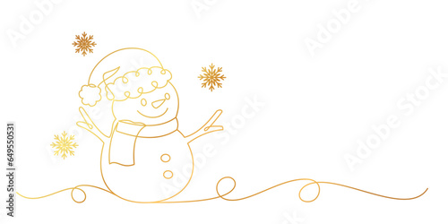 snowman with a scarf line art style. christmas element vector eps 10	