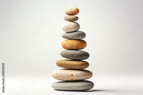pile of stone or Rock Balancing Art on white background