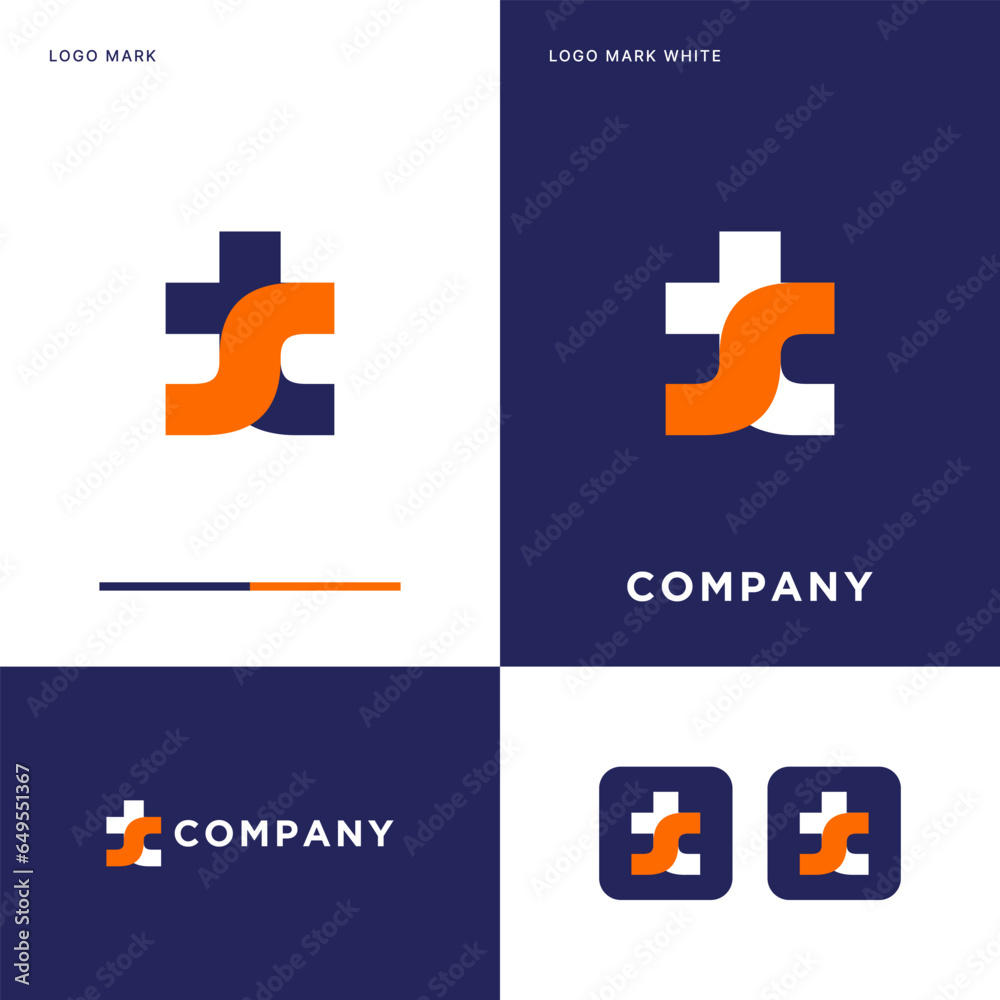 S T Logo Vector Icon Illustration Design - obrazy, fototapety, plakaty 