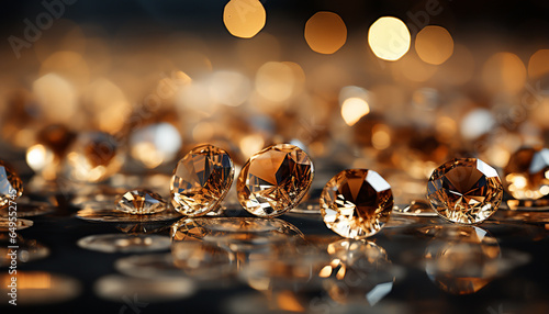 Shiny gemstone jewelry reflects luxury, wealth, and precious beauty generated by AI