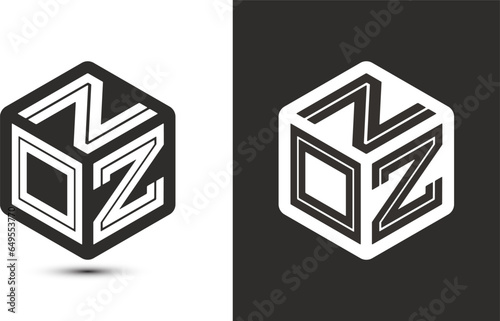 NOZ letter logo design with illustrator cube logo, vector logo modern alphabet font overlap style.