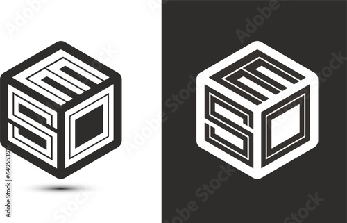 ESO letter logo design with illustrator cube logo, vector logo modern alphabet font overlap style.