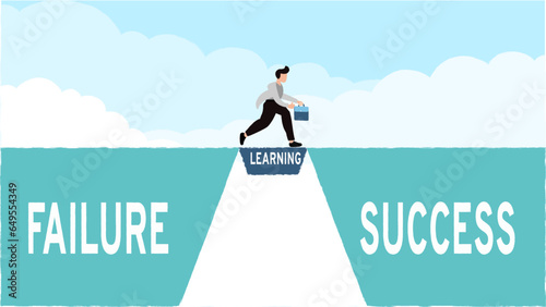 vector illustration of Business start from failure to success. move up motivation, the path to success - Vector