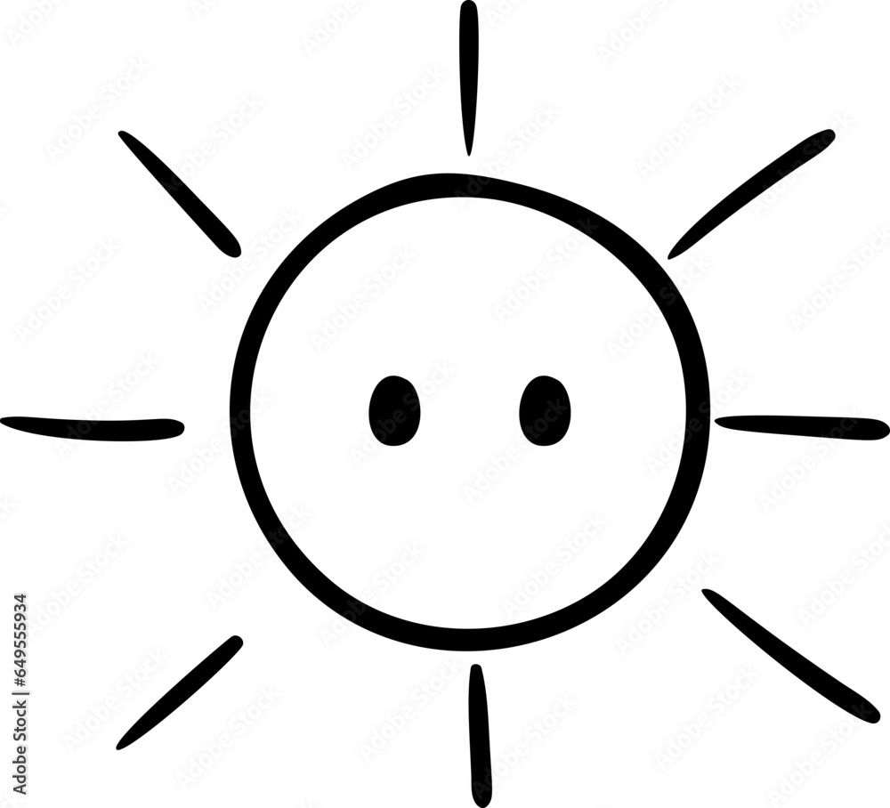 Hand drawn sun with face element Hand drawn sun with face element