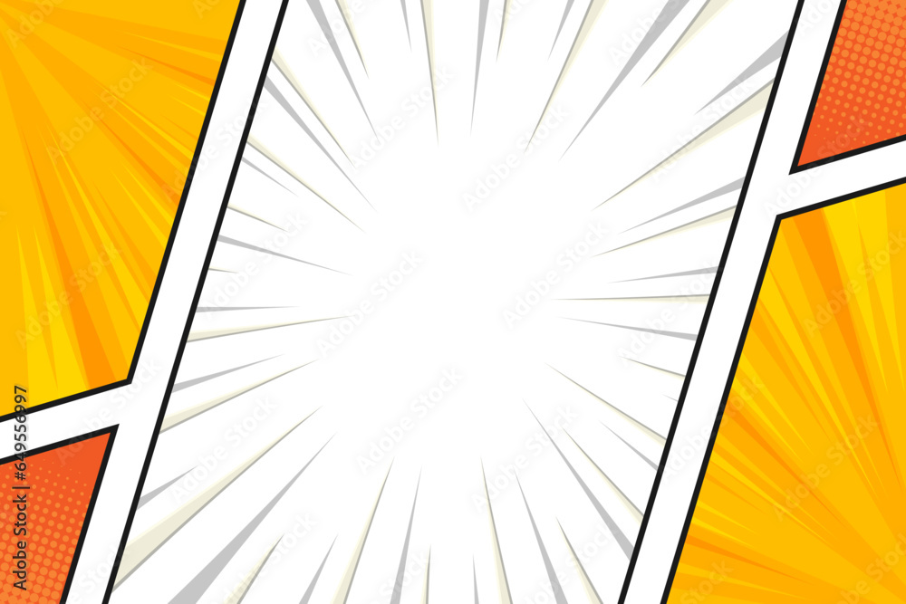 Naklejka premium Blank yellow comic cartoon frame background template