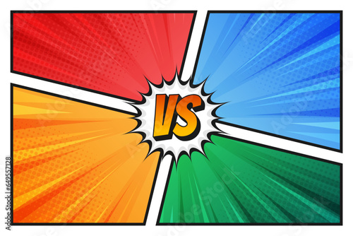 Blank colorful comic cartoon versus competitive background template