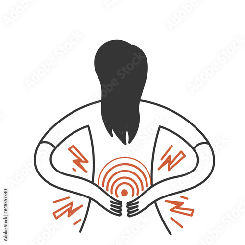hand drawn doodle person with back pain illustration