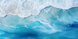 Texture light blue surface of raging sea water with white foam and wave Beautiful Turquoise Waves and Whitecaps AI Generative 
 