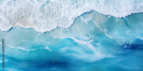 Texture light blue surface of raging sea water with white foam and wave Beautiful Turquoise Waves and Whitecaps AI Generative 
