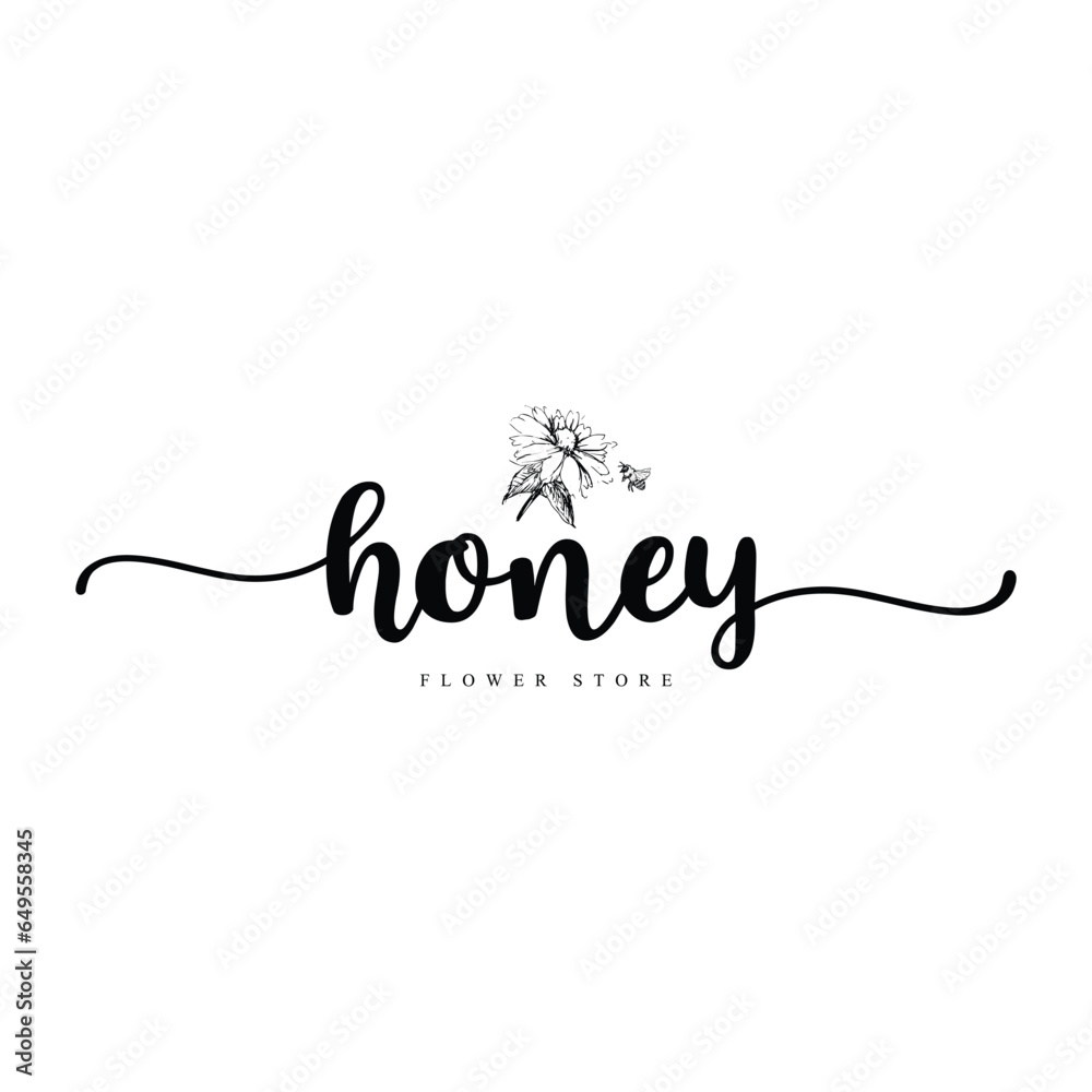 Abstract honey flower store logo design Template - obrazy, fototapety, plakaty 
