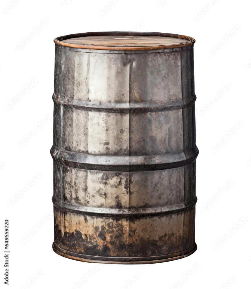 Old metallic barrel isolated on transparent background Old metallic barrel isolated on transparent background