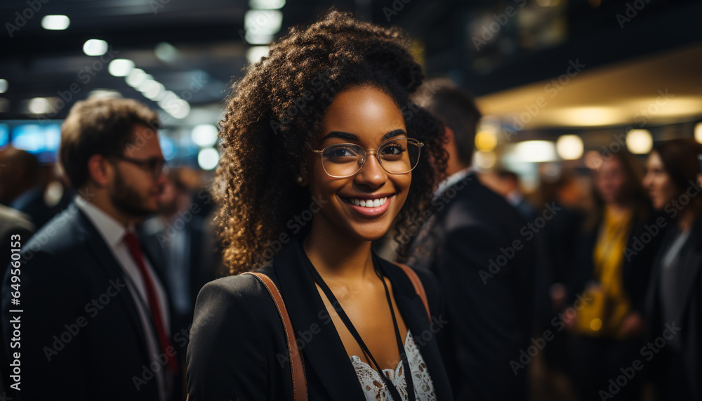 Obraz premium A group of successful professionals smiling, looking at camera generated by AI