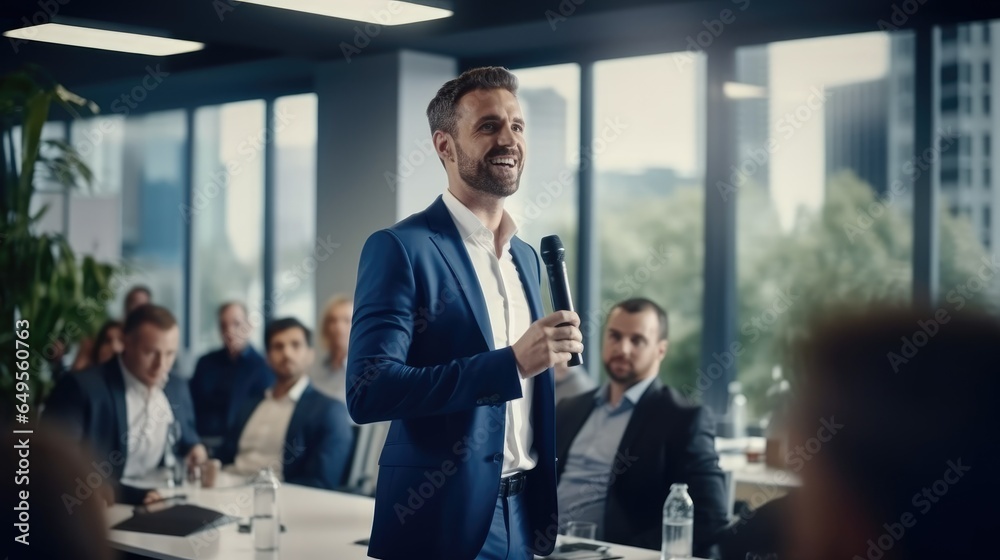 businessman giving a presentation in the boardroom, Discussing business ideas together. businessman giving a presentation in the boardroom, Discussing business ideas together.