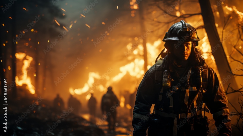 fireman putting out a forest fire Brave firefighter while putting out a forest fire fireman putting out a forest fire Brave firefighter while putting out a forest fire