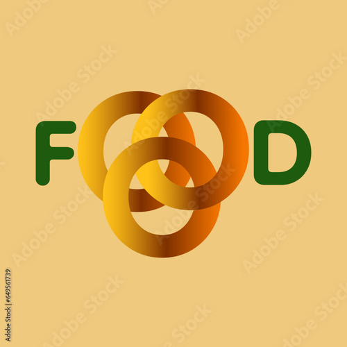 Food logo with triple onion ring. Can use for print design, promotion, mug, or packaging