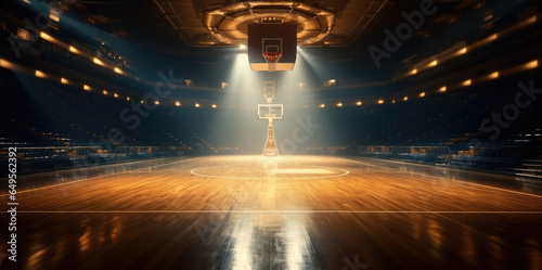 Fototapeta Basketball Stadium, Sports ground with flashlights.