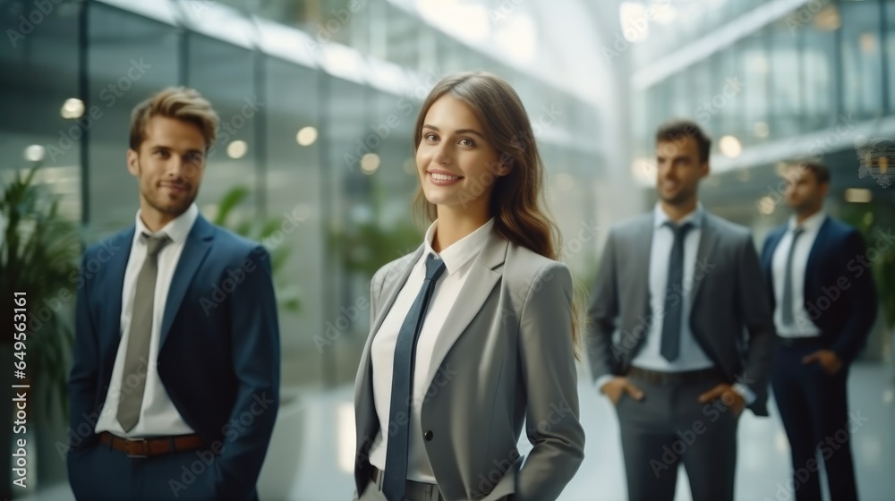 Portrait of confident businessmen and businesswomen in office. Portrait of confident businessmen and businesswomen in office.